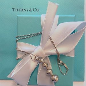 Tiffany & Co Sterling Silver Graduated Bead Ball Five Bead Drop Necklace